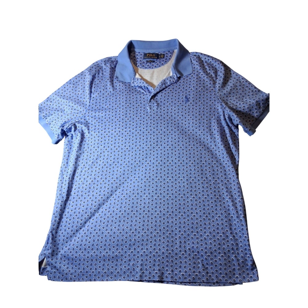 Polo Ralph Lauren Mens Classic Fit Paisley Floral Polo Shirt Blue Large 4929